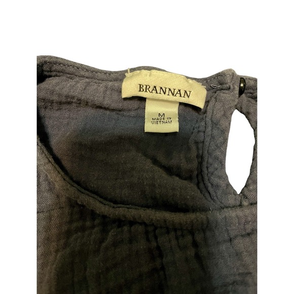 Brannan Blue 100% Cotton Gauze Midi Dress Size M Cottagecore Coastal Fall - Picture 9 of 10